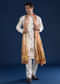 Off White Embroidered Mens Kurta Set with Bandhani Print Dupatta