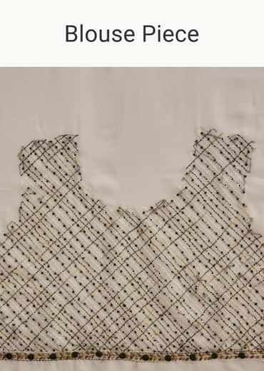 Off White Georgette Saree With Kashmiri Floral Embroidery