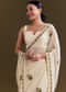 Off White Georgette Saree With Kashmiri Floral Embroidery