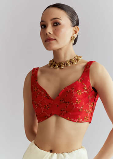 Off White Jacquard Silk Woven Saree With Zari Embroidery