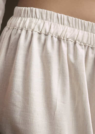 Off White Khadi Dhoti Suit With Black Hand Dyed Ajrakh Dupatta