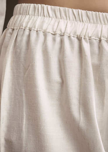 Off White Khadi Dhoti Suit With Blue Hand Dyed Ajrakh Dupatta