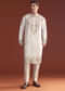 Off White Modal Kurta Set For Men With Intricate Resham Embroidery