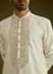 Off White Silk Kurta Set With Embroidered Yoke
