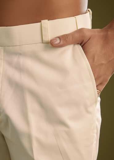 Off White Silk Lucknowi Indo Western Set With Resham Threadwork