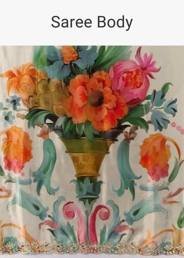 Off White Silk Printed Saree with Blouse Fabric