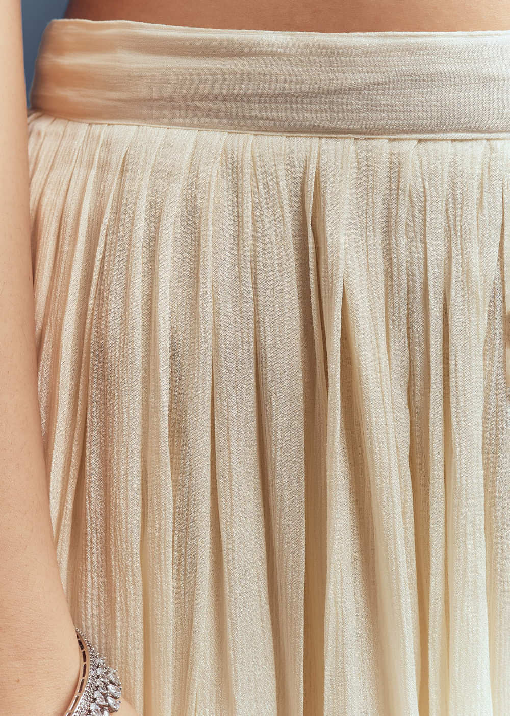 Off-White Chinon Palazzo Suit With Intricate Sequins Work