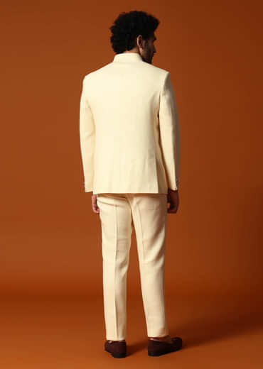 Off White Embroidered Silk Jodhpuri Suit For Men