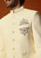 Off White Embroidered Silk Jodhpuri Suit For Men