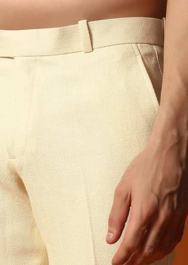 Off White Embroidered Silk Jodhpuri Suit For Men