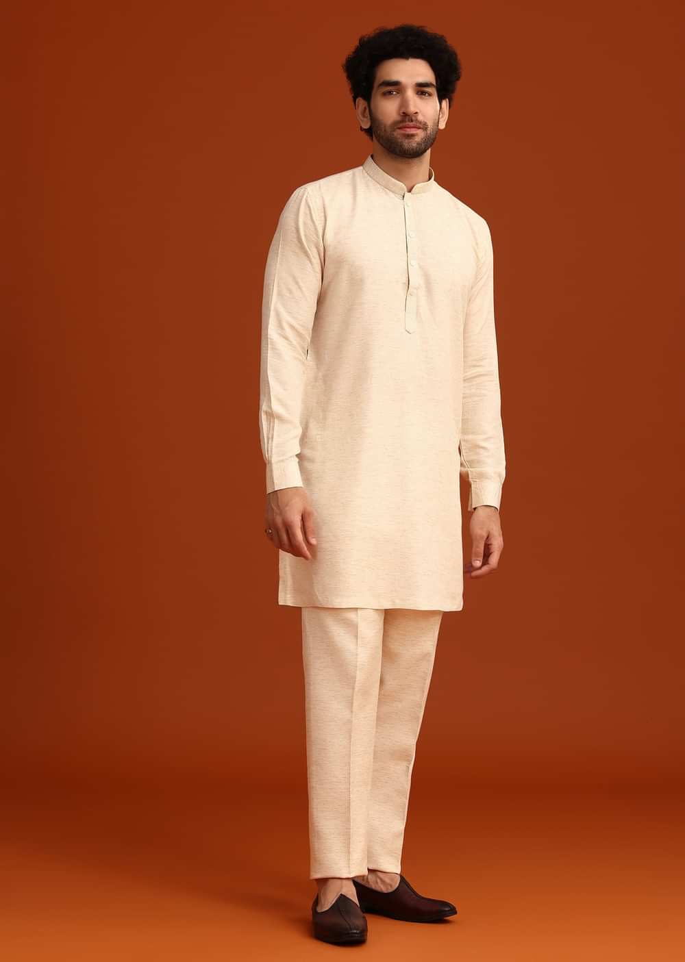 Off White Floral Hand Embroidered Kurta Jacket Set