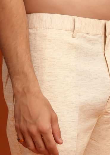 Off White Floral Hand Embroidered Kurta Jacket Set