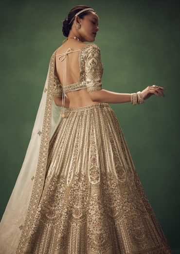 Off White Hand Embroidered Lehenga Set