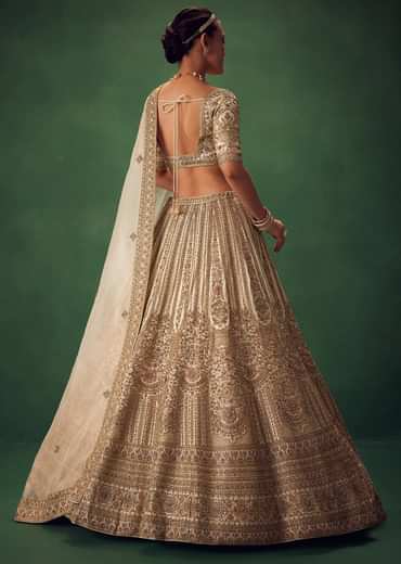Off White Hand Embroidered Lehenga Set