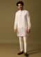 Off White Kurta Set In Resham Work For Men