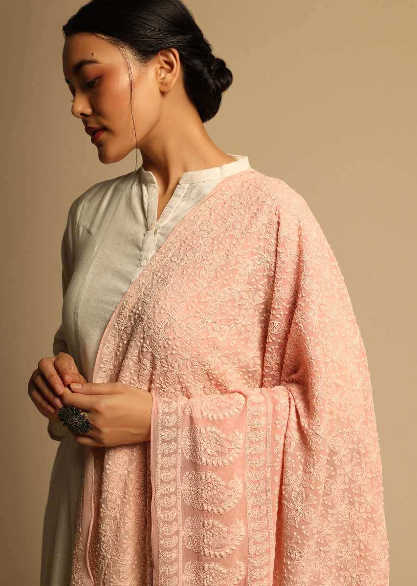 Off White Kurta Set Without dupatta in Cowl Pants