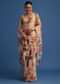Off White Organza Floral Printed Saree With Embroidered Border