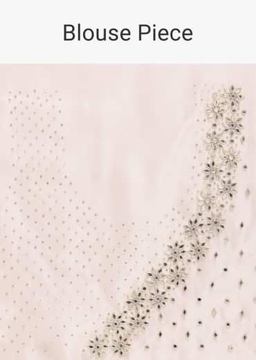 Off White Organza Saree In Sequins With Unstitched Blouse