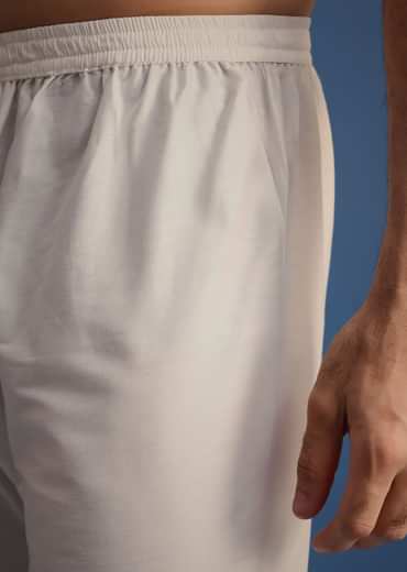 Off White Raw Silk Embroidered Sherwani Suit