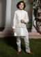 Off White Silk Embroidered Kurta Jacket Set