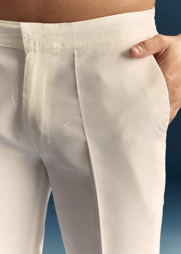 Off White Silk Sherwani For Men With Resham And Mirror Work