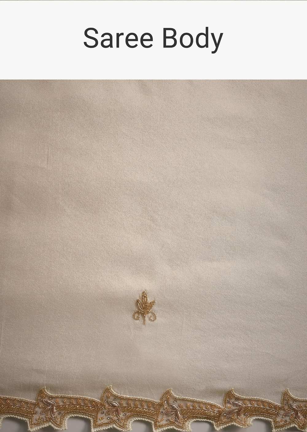 Off White Tissue Cutdana Saree With Cutwork Border