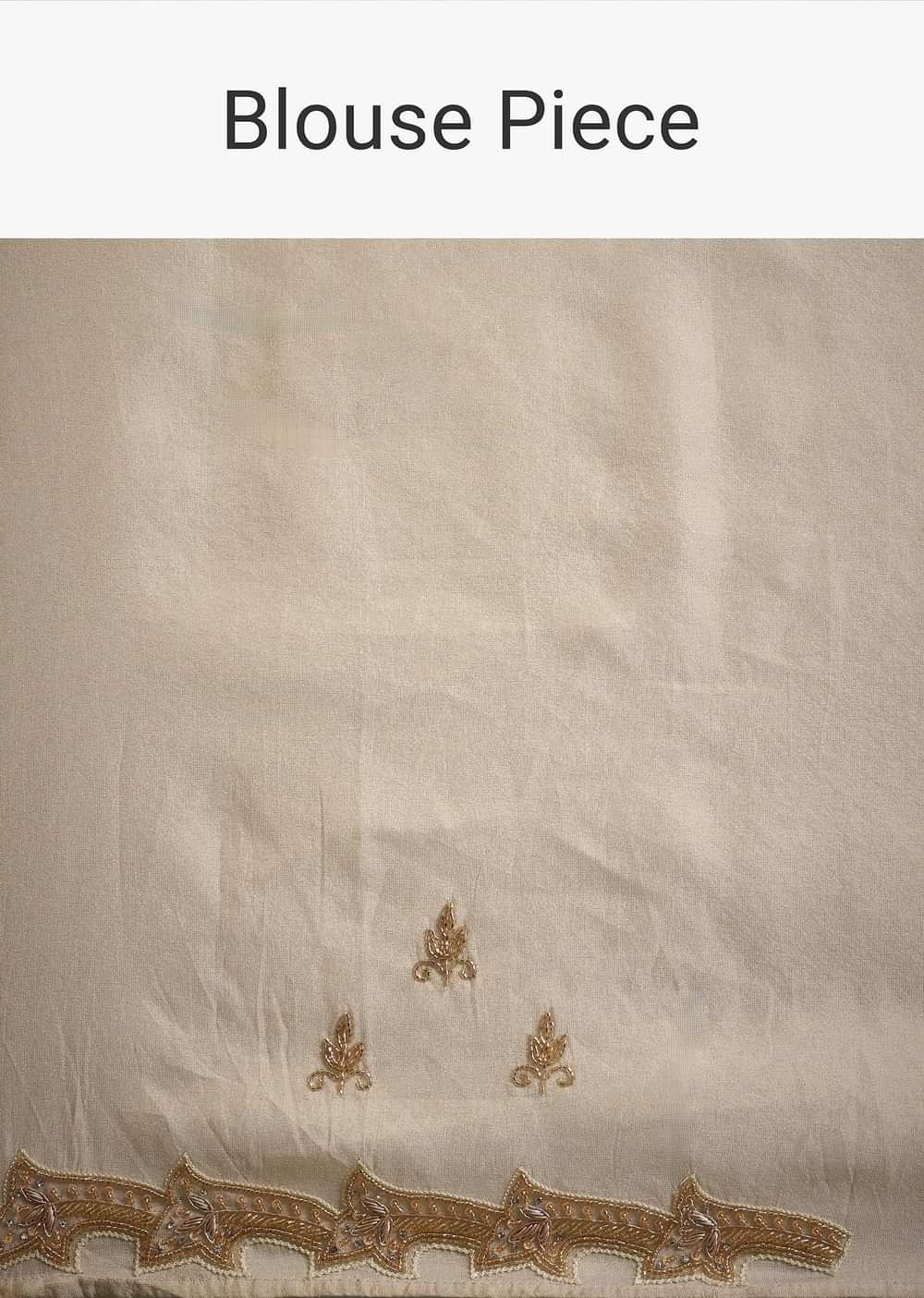 Off White Tissue Cutdana Saree With Cutwork Border