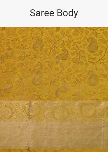 Daffodil Yellow Woven Kanjivaram Saree In Pure Silk With An Unstitched Blouse