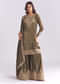 Olive Crepe Bandhani Palazzo Suit With Zari And Sequins Work