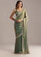 Olive Green Chinon Saree With Velvet Touch And Sequin Work