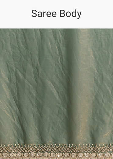 Olive Green Chinon Saree With Velvet Touch And Sequin Work