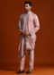 Onion Pink Kurta Set For Men With Thread Work