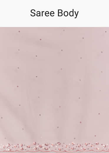 Onion Pink Net Saree With Sequins Embroidery