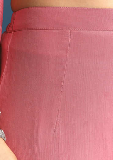 Pink Tissue Kurta Sharara Suit With Moti Cut Dana Work