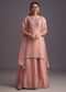 Onion Pink Embroidered Kurti Palazzo Set With Dupatta