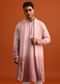 Onion Pink Ombre Kurta Set In Raw Silk With Butti Work