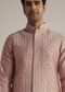 Onion Pink Raw Silk Kurta Set With Embroidered Nehru Jacket