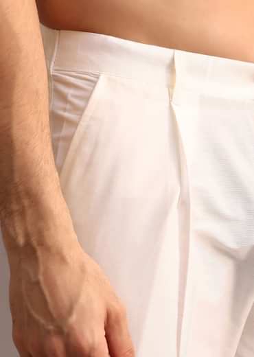 Onion Pink SIlk Kurta And Pant Set With Embroidered Yoke