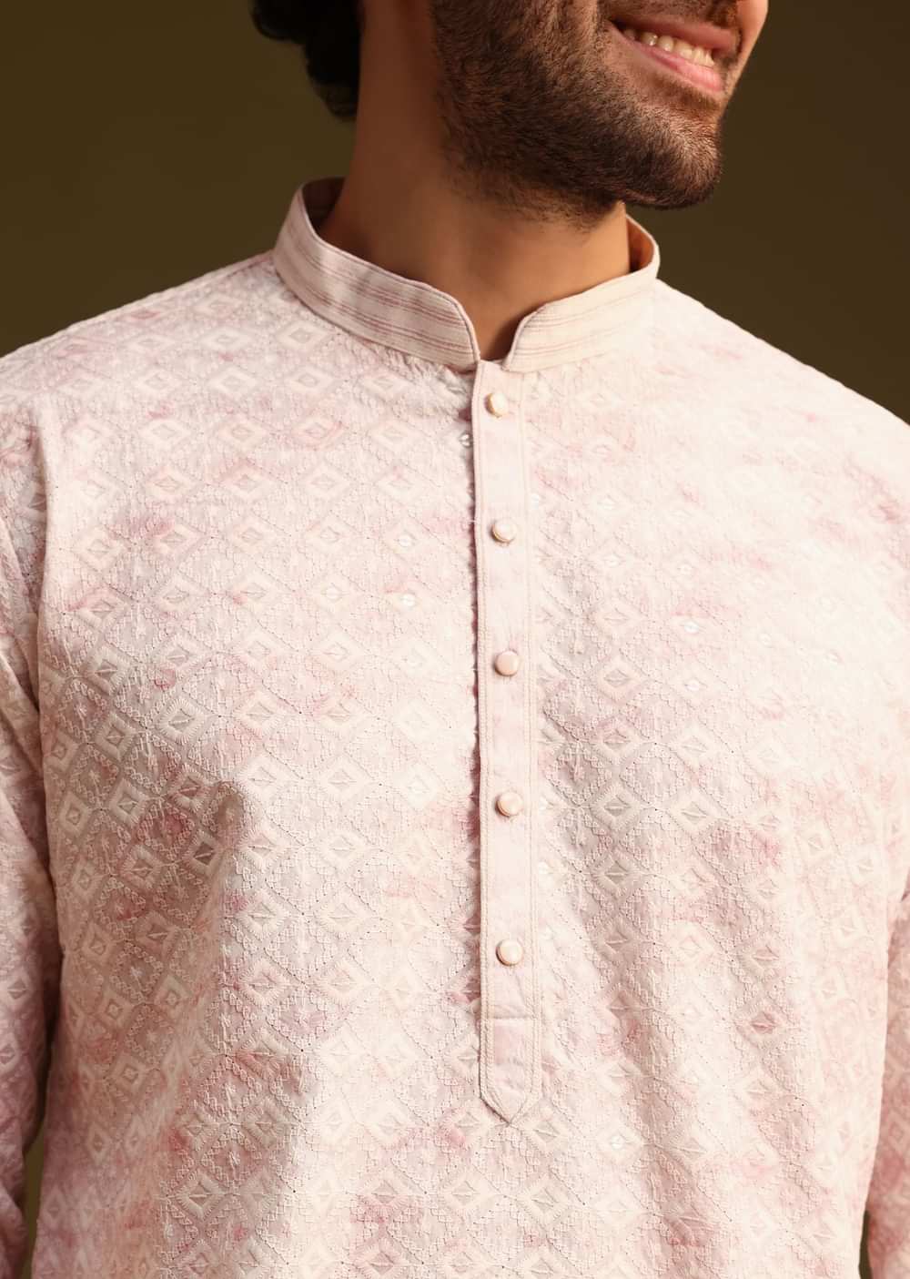 Onion Silk Schiffli Work Kurta And Pant
