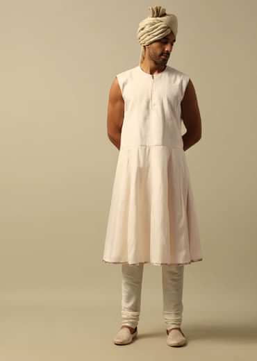 Opulent White Raw Silk Sherwani
