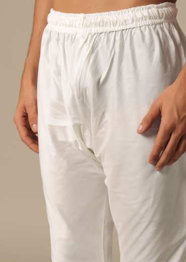 Opulent White Silk Sherwani Set