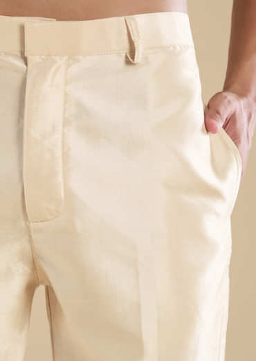 Orange Art Silk Jacket Kurta Set with Mirror Work