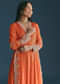 Orange Chinon Anarkali Suit With Embroidered Dupatta
