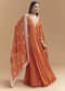 Orange Chinon Anarkali Suit With Intricate Hand Embroidery