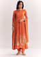 Orange Chinon Anarkali Suit With Moti Sequins And Cutdana Dupatta