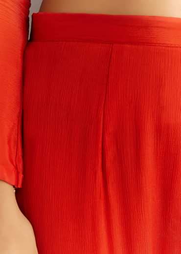 Orange Chinon Asymmetrical Cut Kurta Sharara With Dupatta