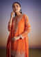 Orange Chinon Kurta Palazzo Set With Cutdana And Beads Work
