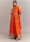 Orange Chinon Leheriya Embroidered Anarkali Set