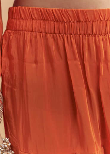 Orange Crepe Kurta Set With Intricate Zardosi Embroidery