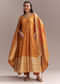 Orange Jacquard Anarkali Suit With Woven Brocade Dupatta